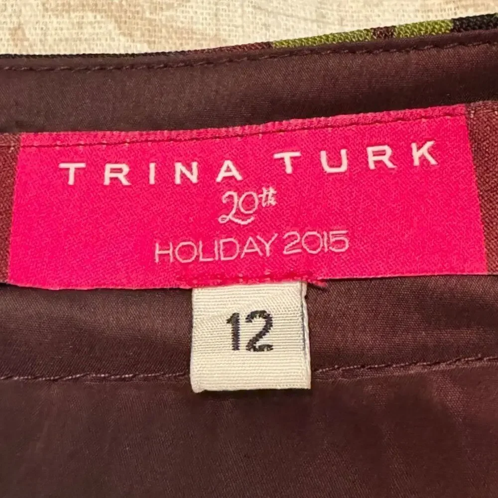 Trina Turk skirt floral watercolor pleated  20th Holiday 2015 collection Sz 12